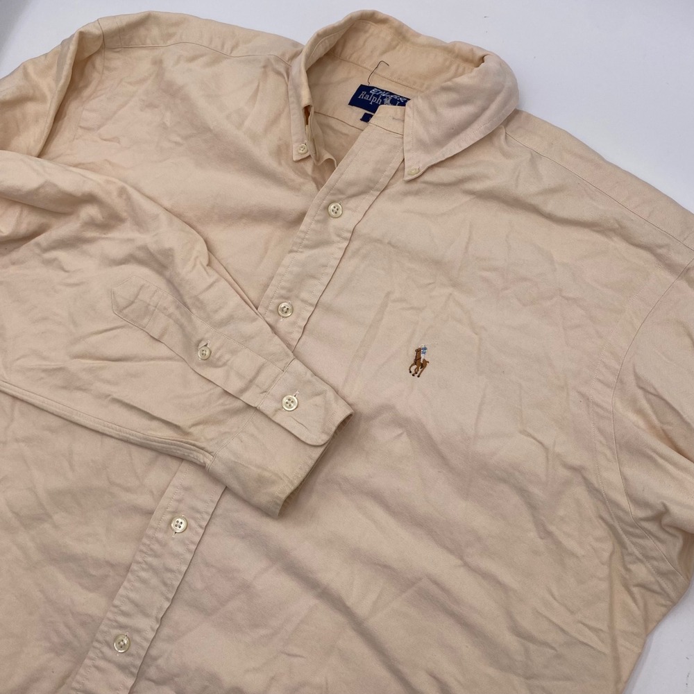 Polo Ralph Lauren Oxford Shirt Men M Peach Tan Cotton Button Down FLESH Classic